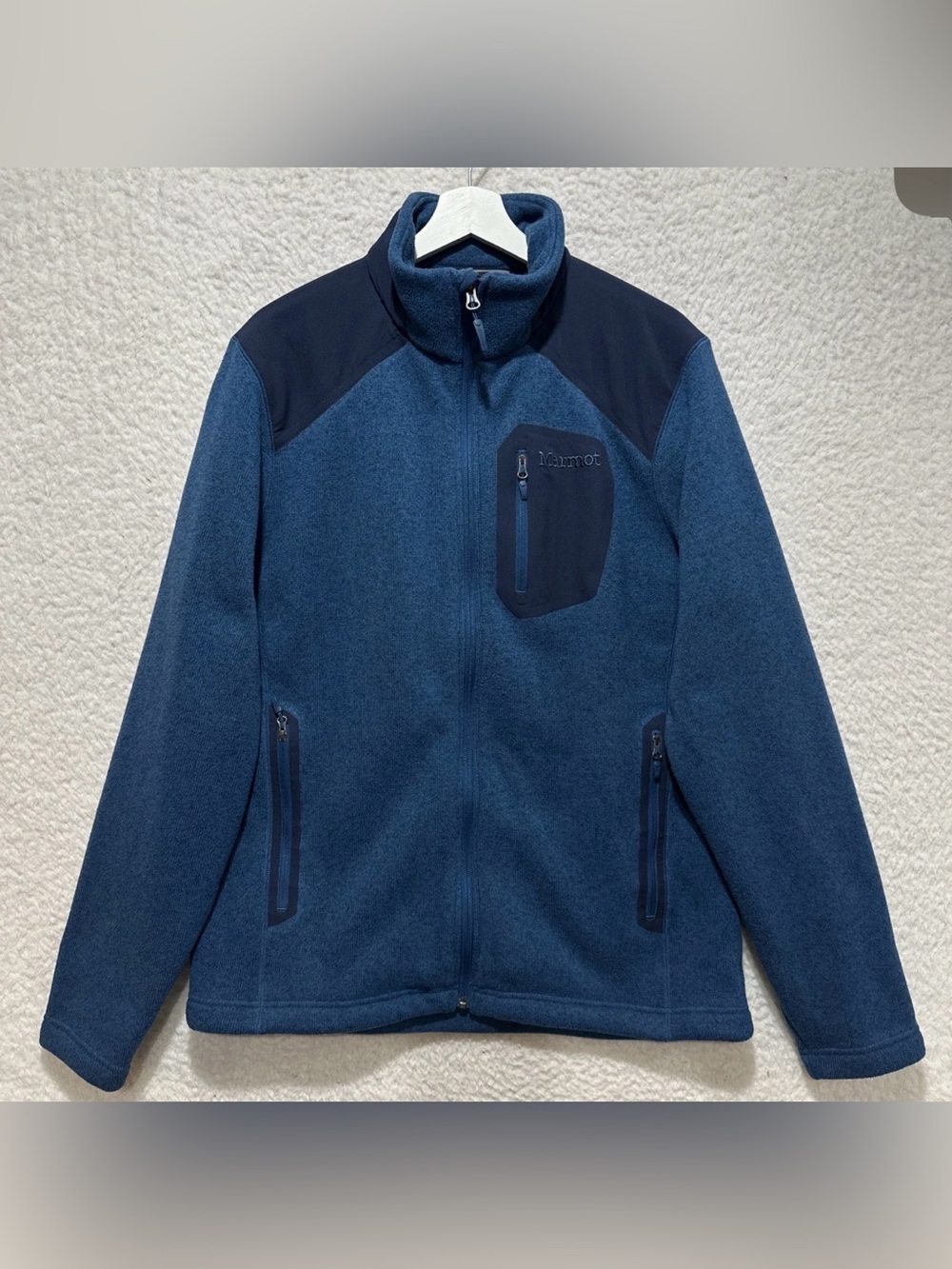 Marmot Wrangell Jacket Men's Size L Thermal Pro Polartec Fleece Navy Blue